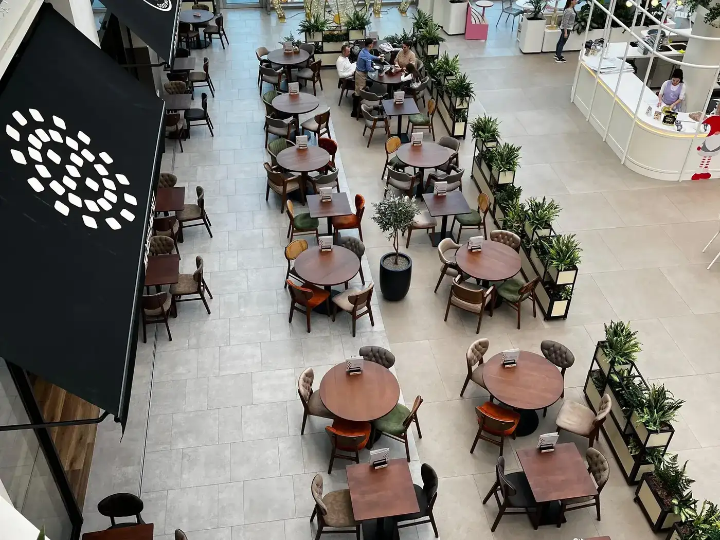 A hospitality interior with solid wood furniture