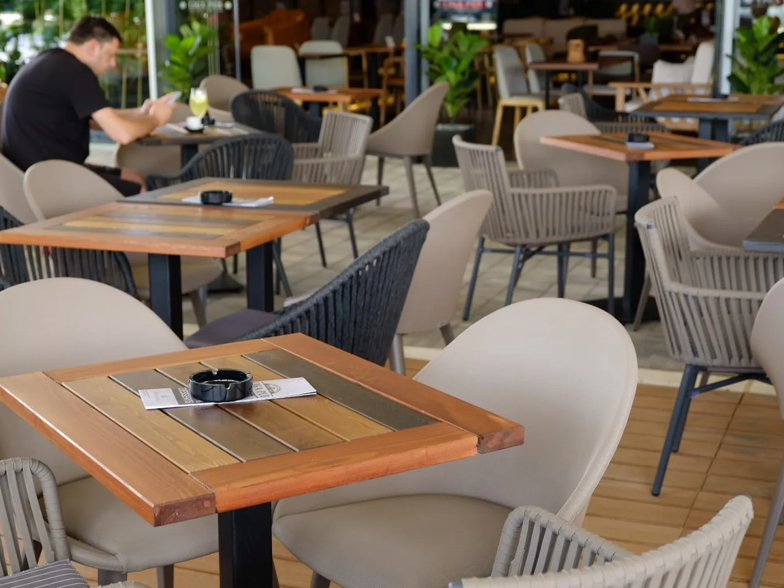The Liga Pub interior in solid wood furniture
