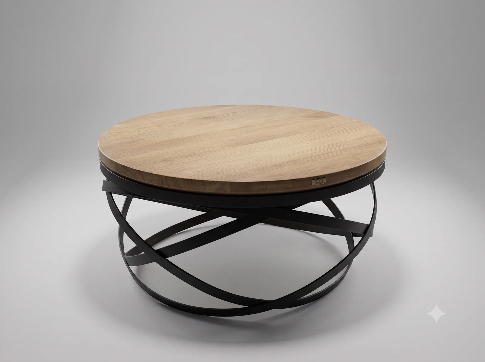 Round solid oak coffee table