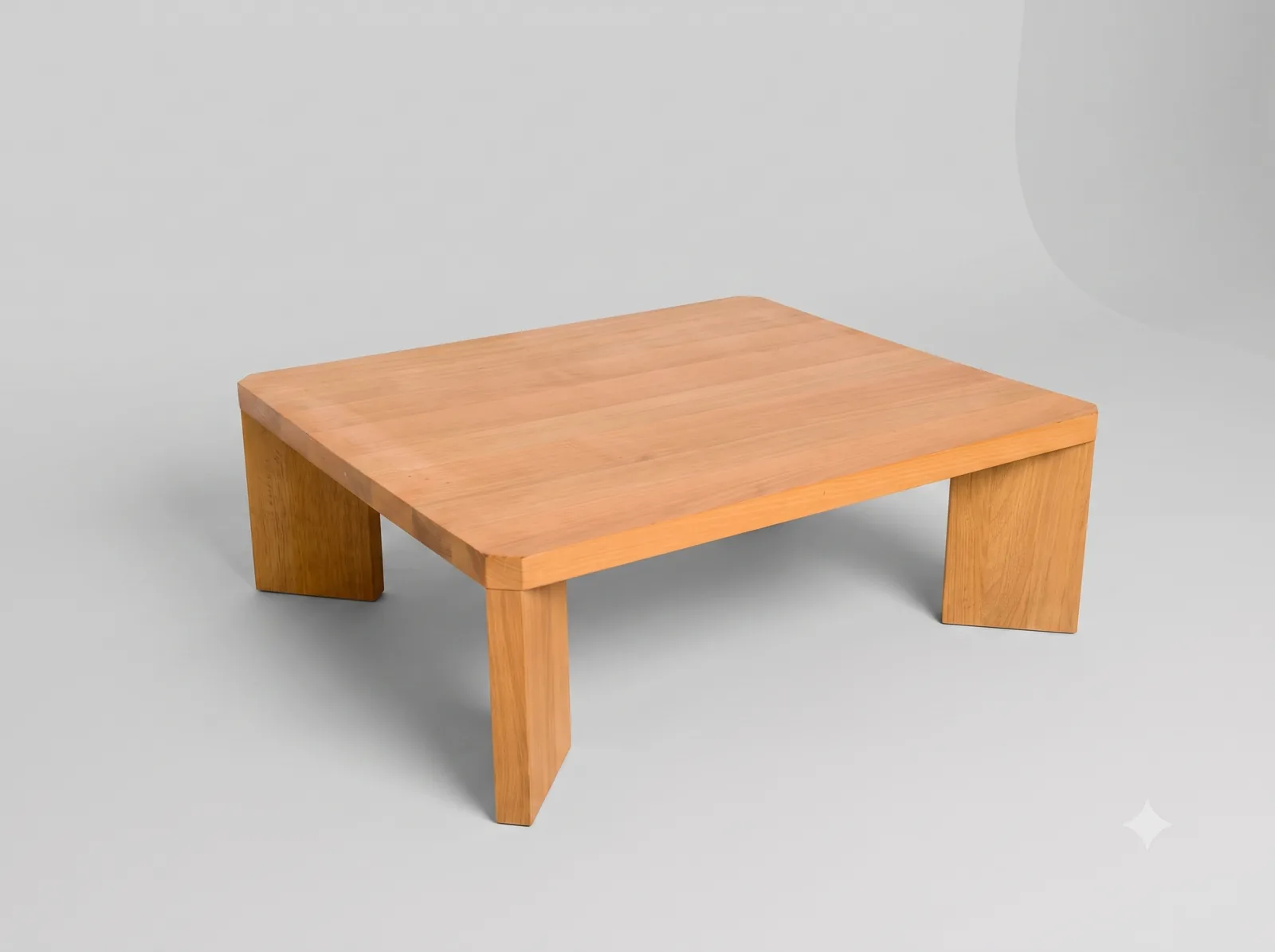 Solid wood coffee table in a lounge setting