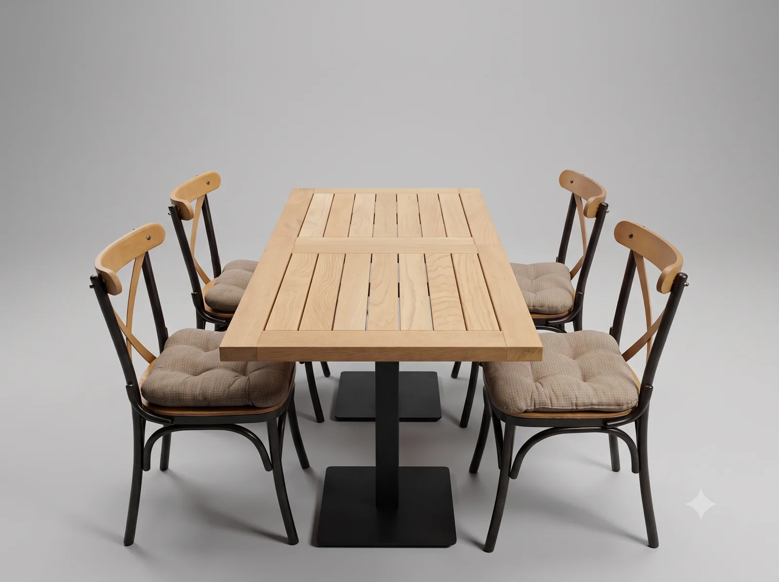 Square outdoor table top in solid oak