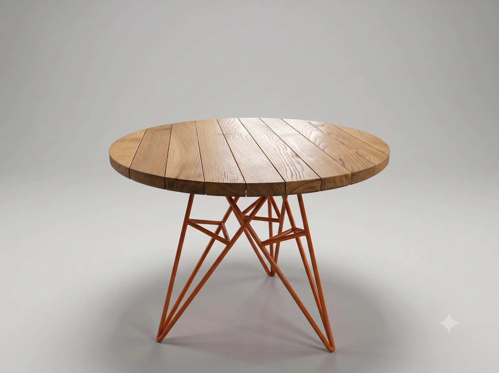 Round outdoor table top in solid oak