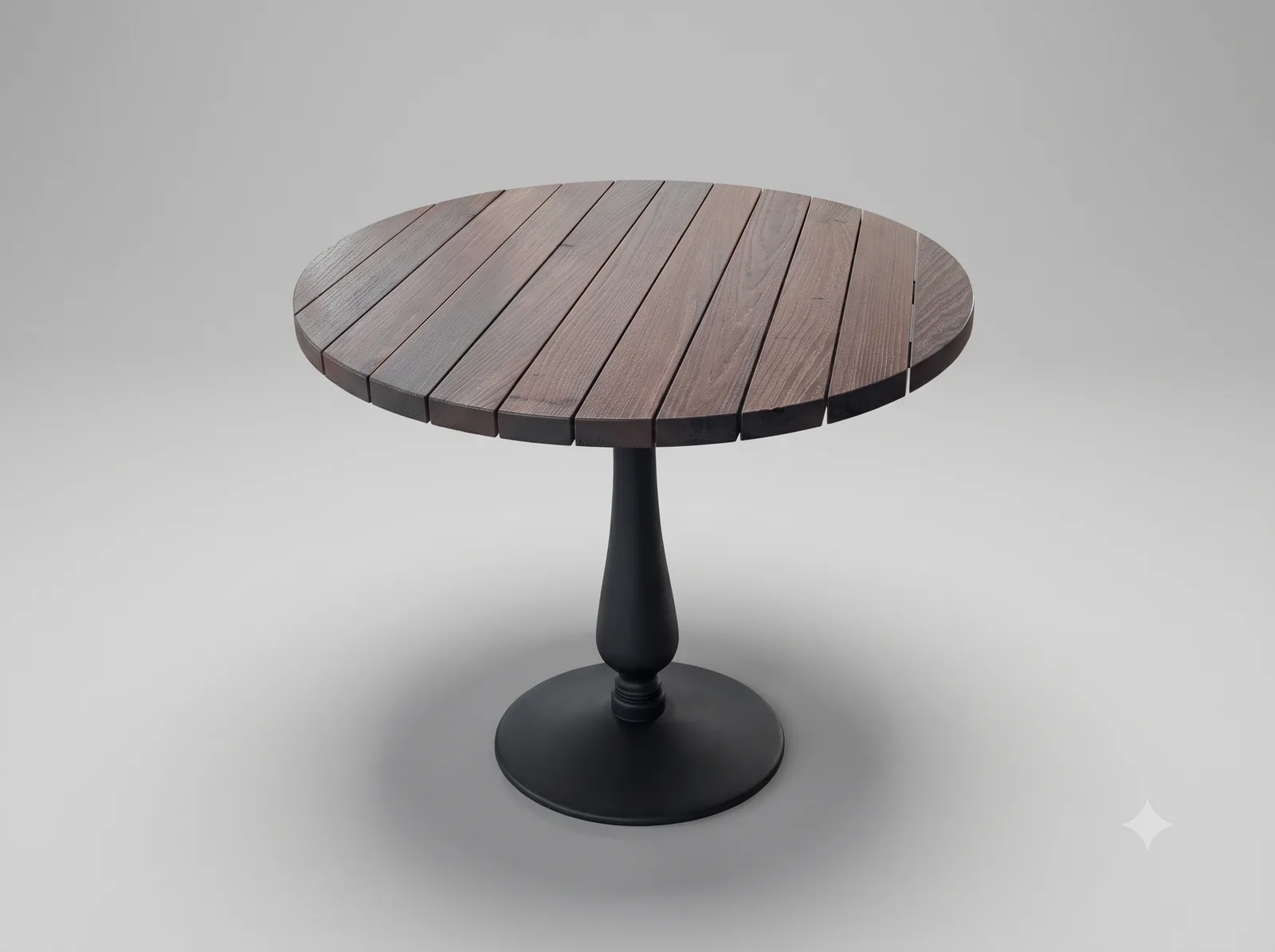 Round outdoor table top in solid acacia
