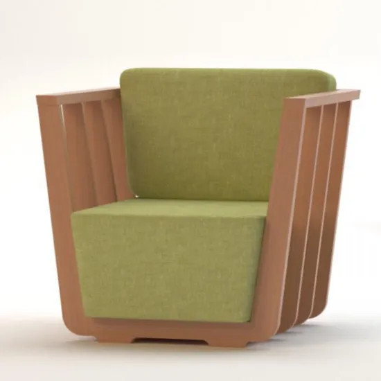 Upholstered solid wood armchair