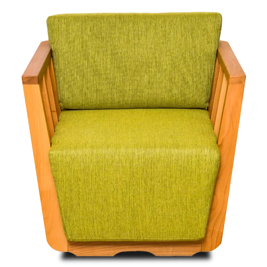 Upholstered solid wood armchair