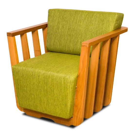 Upholstered solid wood armchair