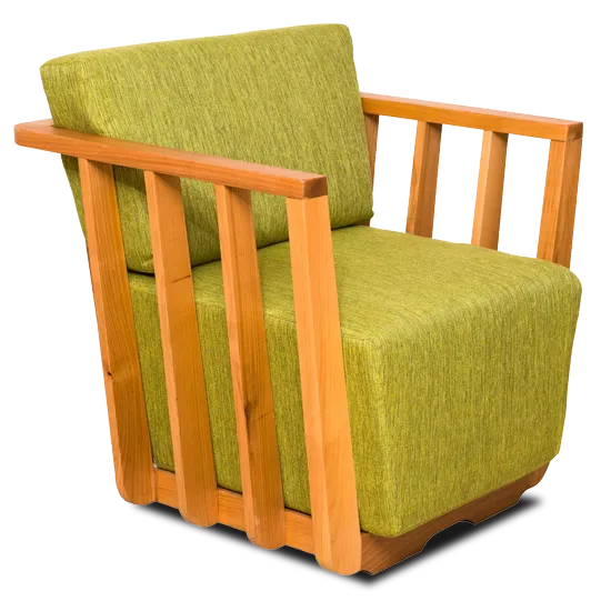 Upholstered solid wood armchair