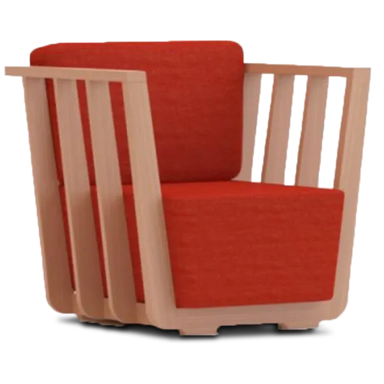 Upholstered solid wood armchair