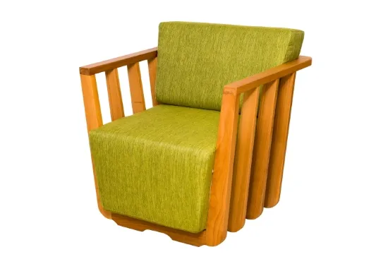 Upholstered solid wood armchair