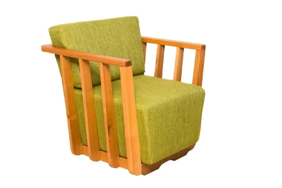Upholstered solid wood armchair