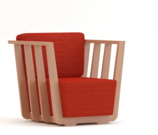 Upholstered solid wood armchair