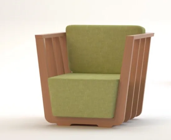 Upholstered solid wood armchair