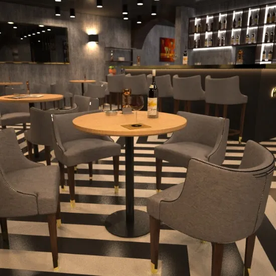 Metal base for a hospitality table