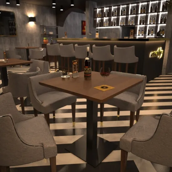 Metal base for a hospitality table