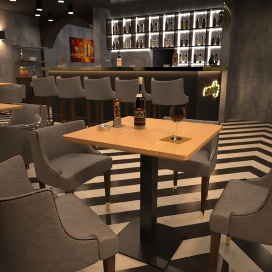 Metal base for a hospitality table