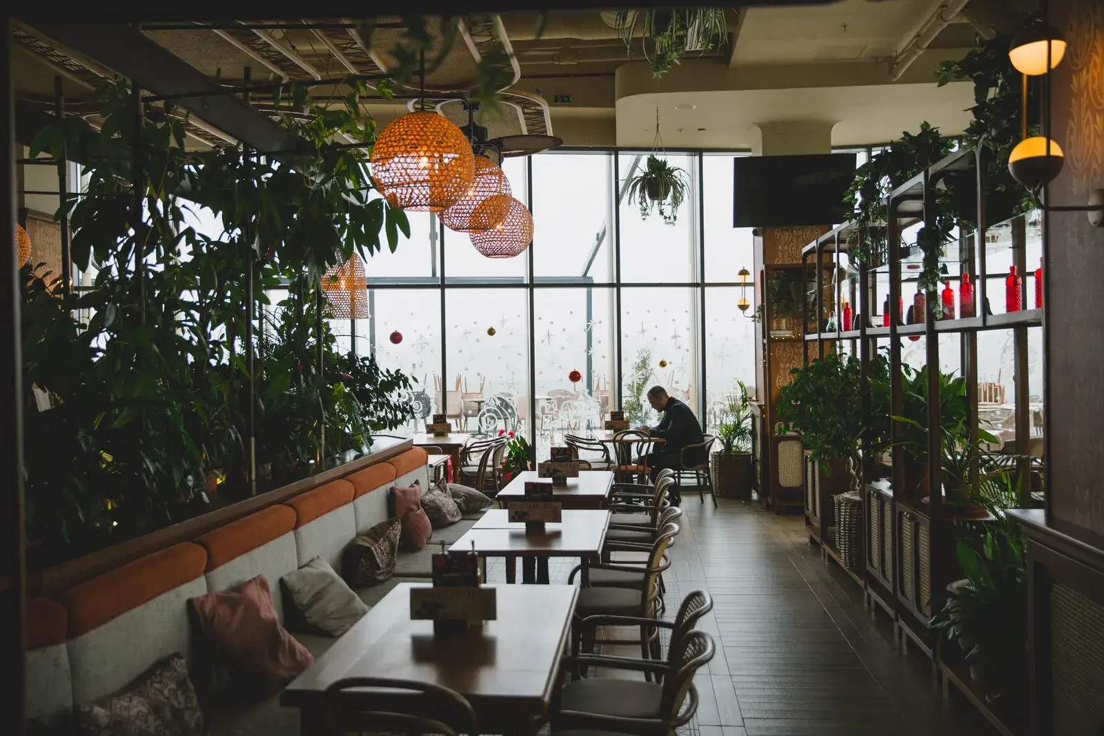 Monument restaurant in Ada Mall — solid wood tables and chairs