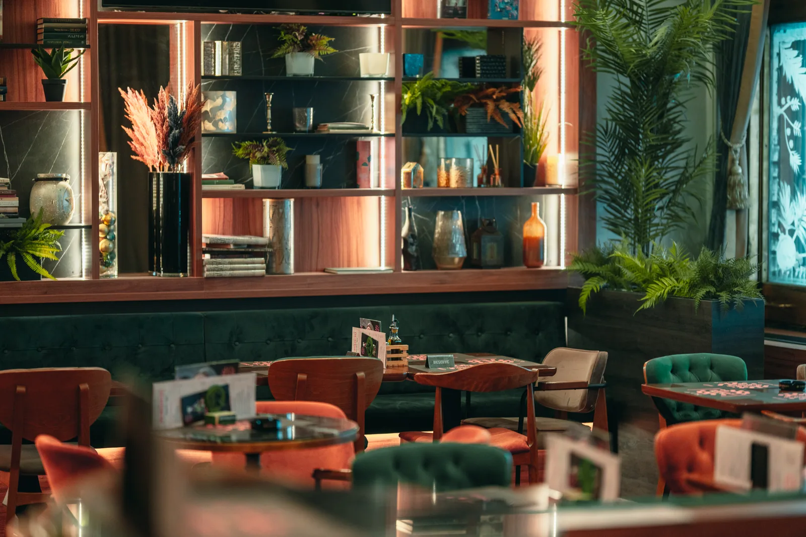 Ruski Car restaurant in Belgrade — the dining room in wooden furniture