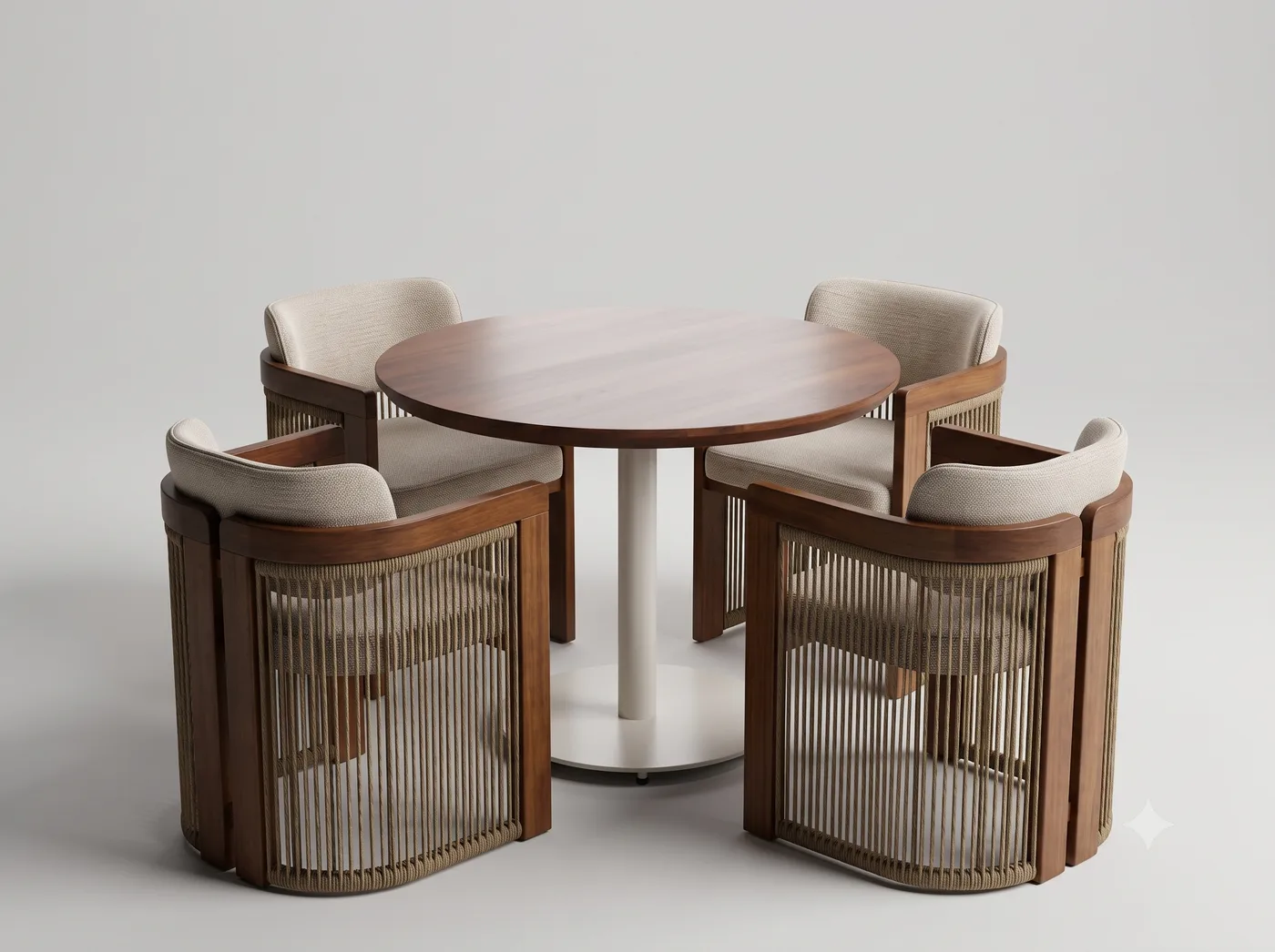 Solid wood table top with chairs